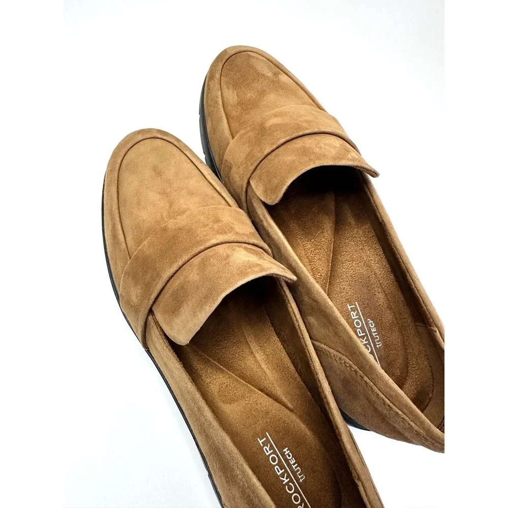 Rockport truTECH Women's Loafers Size 8.5 M Tan Brown Suede Slip On Comfort Shoe